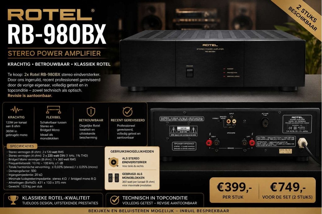 Rotel RB-980BX eindversterkers – 2 stuks – recente revisie !, Niet ingevuld, Niet ingevuld, Niet ingevuld