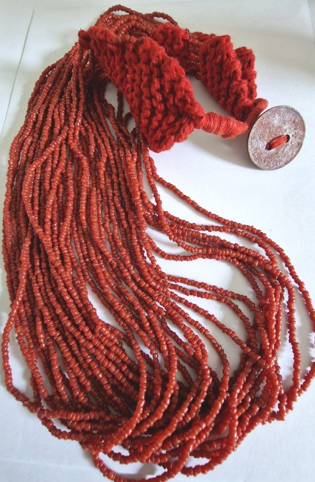 vintage koraalrode  ketting., Ophalen of Verzenden