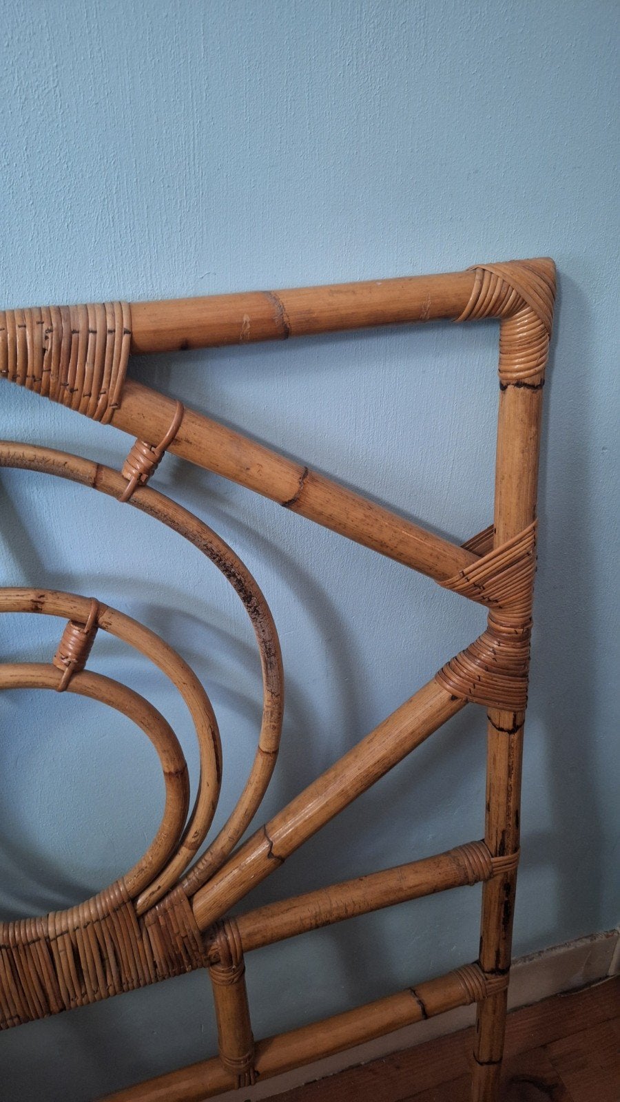 Vintage Bamboe Hoofdbord - 95x110 cm, Ophalen, Overige materialen, Gebruikt, Eenpersoons