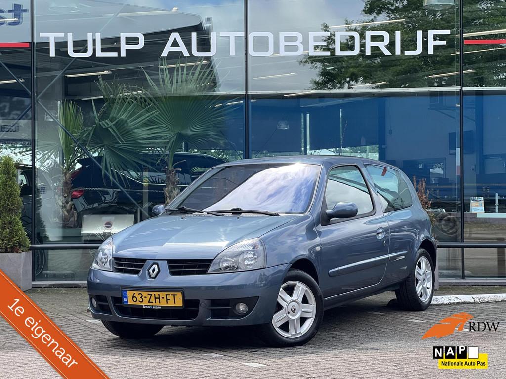 Renault Clio 1.4-16V Campus Airco Cruise 1eEig Lage km NAP, Voorwielaandrijving, Gebruikt, Zwart, Blauw