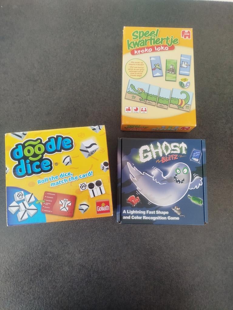 Spellenpakket: Ghost, Doodle Dice & Kroko Loco, Ophalen, Gebruikt, Goliath, HABA, Een of twee spelers