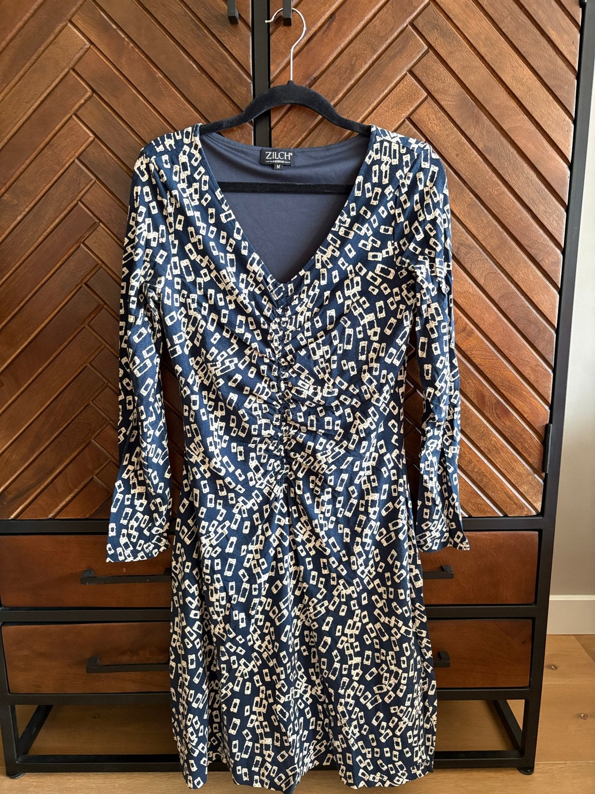 ZILCH Jurk met lange mouwen en abstracte print, Kleding | Dames, Maat 38/40 (M), Blauw, Ophalen of Verzenden, Zo goed als nieuw