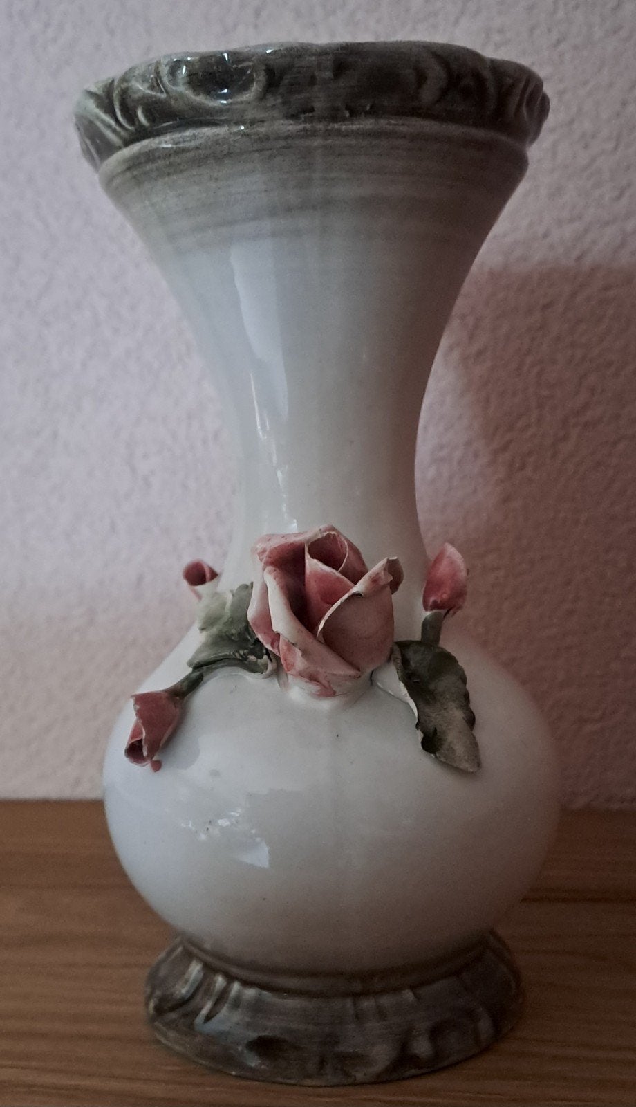 Vintage Bassano vaas met rozen decoratie, Ophalen of Verzenden