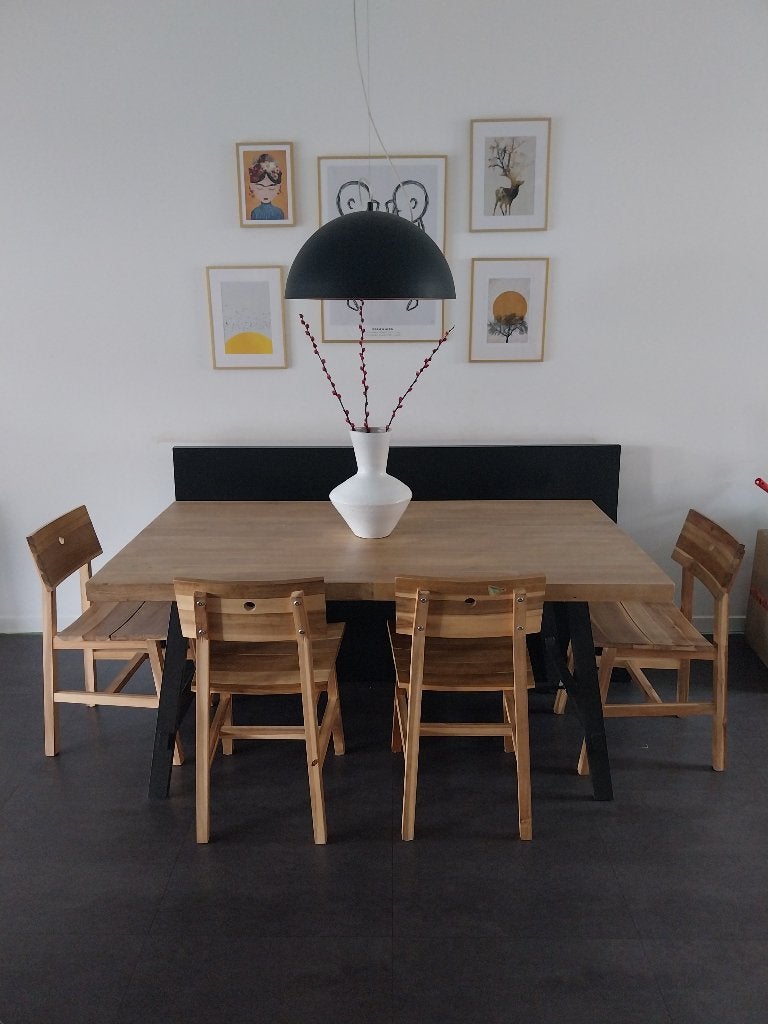 GRATIS  Tafel, stoelen, lamp en eetkamer bankje opbergruimte, Ophalen, Gebruikt, 4 tot 6 stoelen