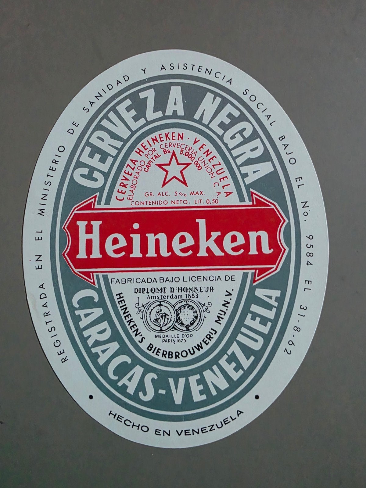110) ORIGINEEL BIERETIKET HEINEKEN VENEZUELA, Verzamelen, Verzenden, Zo goed als nieuw, Overige typen, Heineken