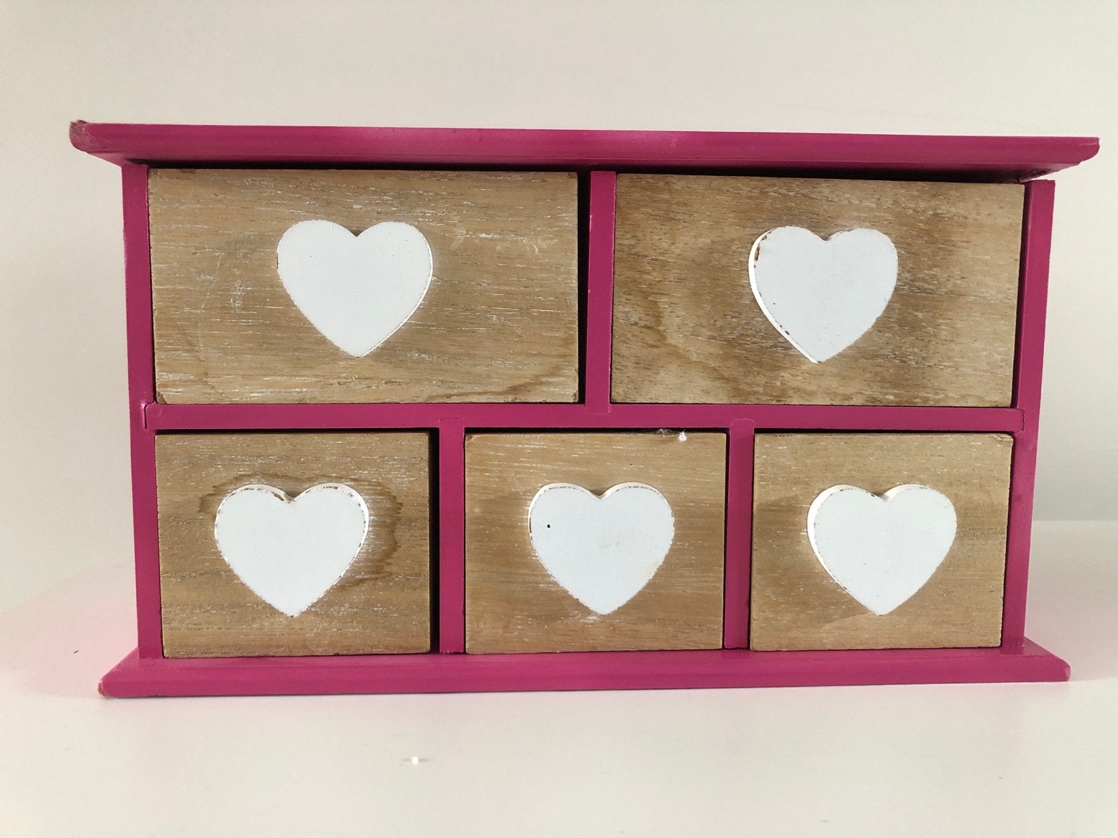 Houten ladekastje met hartjes - Roze/Hout, Ophalen, Hout, Roze, Landelijk