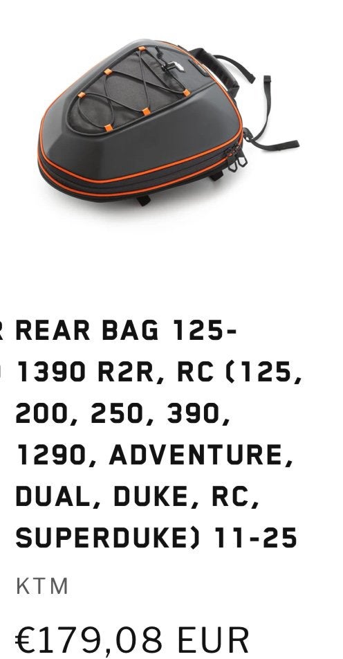KTM Powerparts rearbag, Ophalen of Verzenden, Zo goed als nieuw