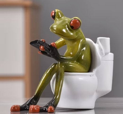 Beeldje Kikker op het toilet met telefoon hars, Ophalen of Verzenden, Nieuw, Dier