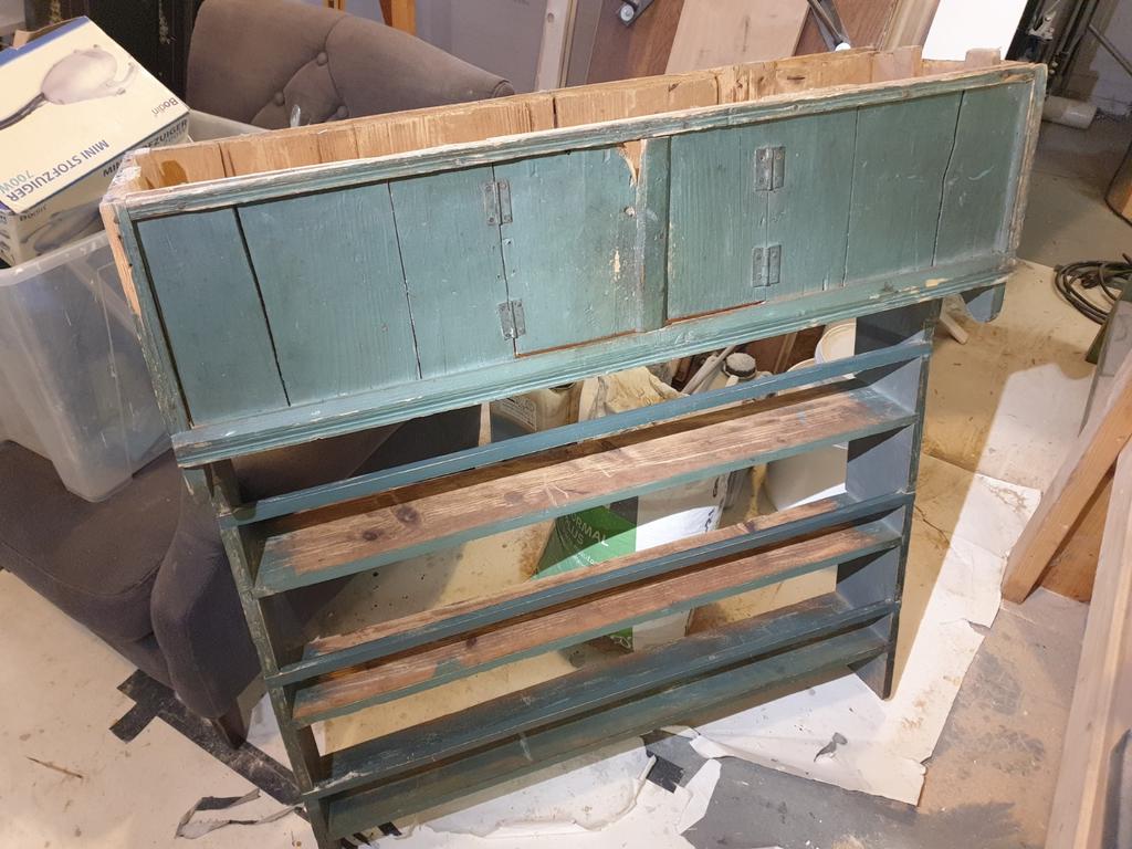 Vintage wandmeubel bordenrek, Ophalen