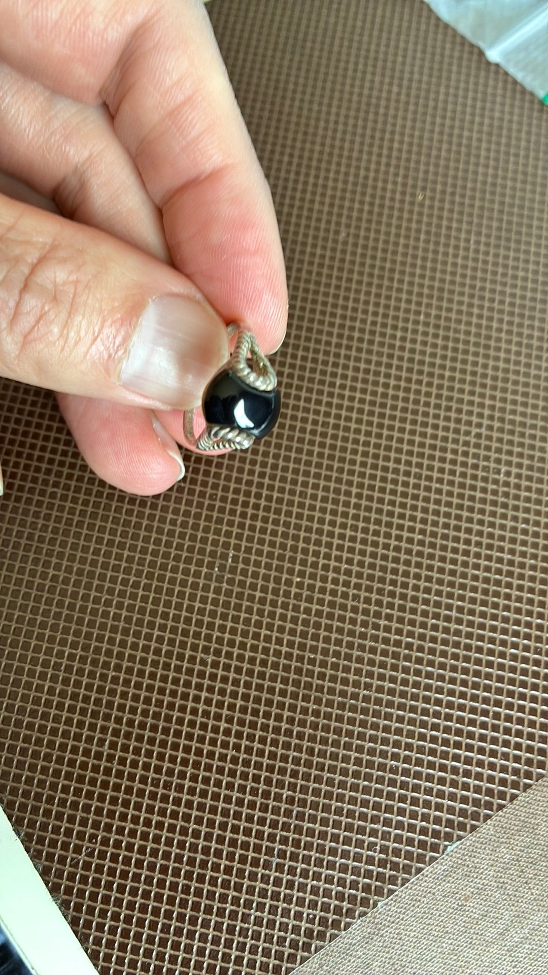835 zilver ring zwarte steen, 18 tot 19, Gebruikt, Ophalen of Verzenden, Dame