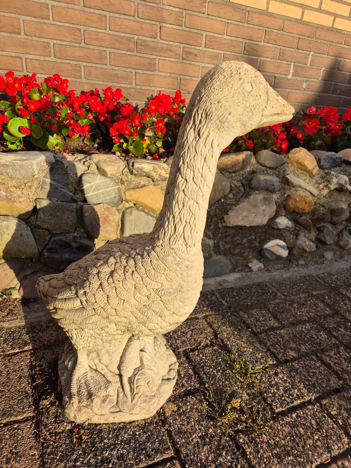 Massief stenen tuinbeeld gans - 62cm hoog, Ophalen, Steen
