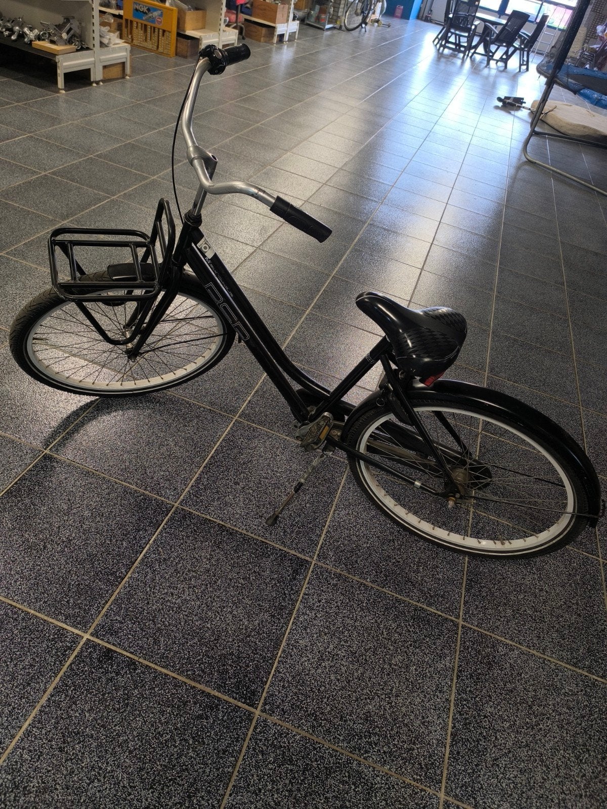 Zwarte stadsfiets voor kinderen met voordrager - Gebruikt, Gebruikt, Velgrem, 50 tot 53 cm, Ophalen