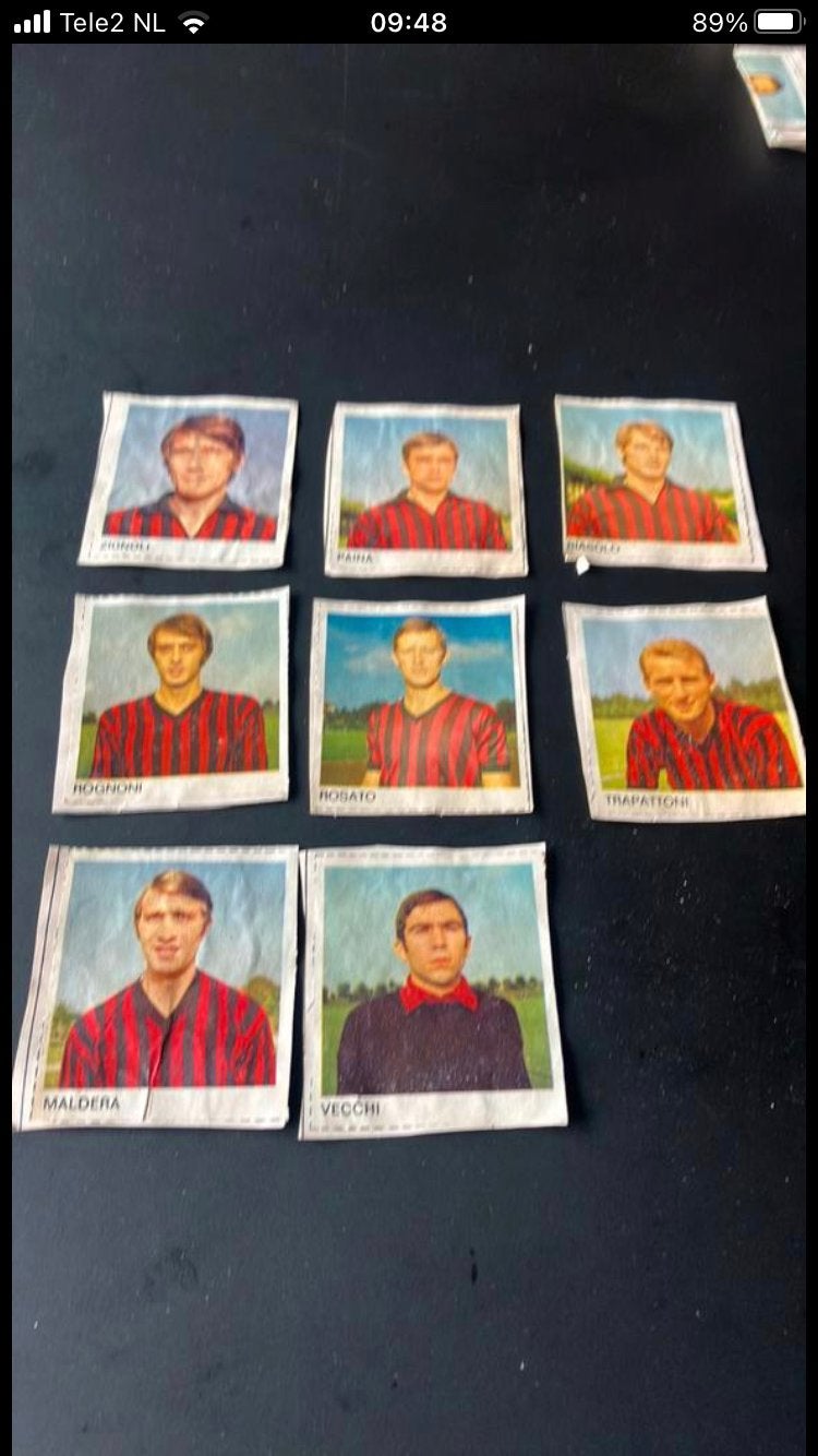 Ac milan 1-0 panini 1970-1971, Ophalen of Verzenden, Gebruikt, Buitenlandse clubs, Poster, Plaatje of Sticker