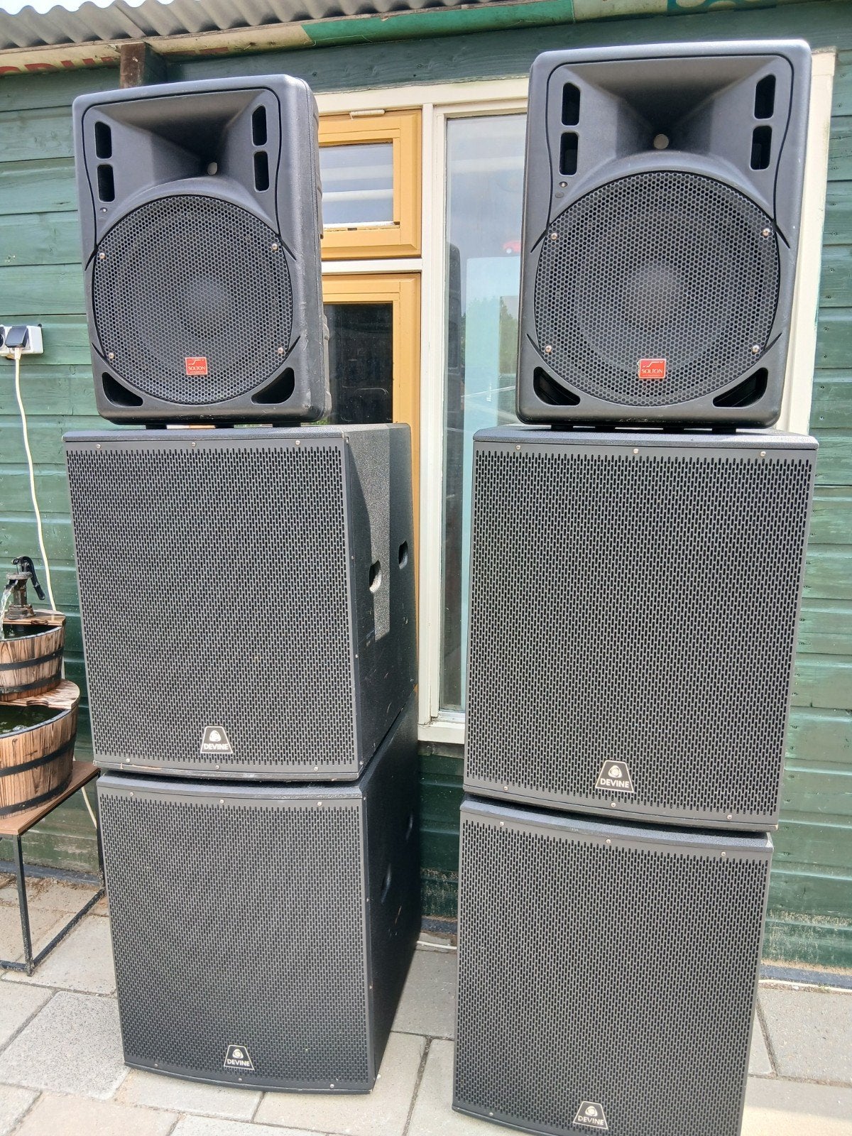 4x2400w divine onyx 18sa subwoofer 2x500w solton speakers, Ophalen, Subwoofer, Overige merken