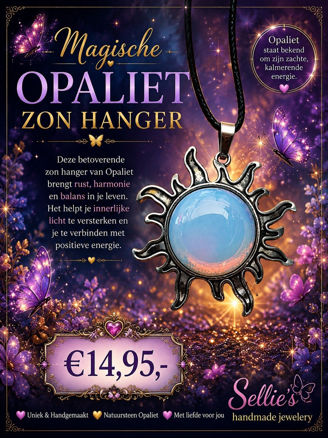 🦋 Sellie's handmade jewelery 🦋, Sieraden, Tassen en Uiterlijk, Kettingen, Overige kleuren, Nieuw, Ophalen of Verzenden, Steen of Mineraal