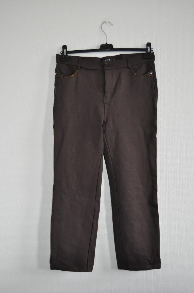 bruin geklede broek, Kleding | Dames, Broeken en Pantalons, Gedragen, Maat 46/48 (XL) of groter, Bruin, Lang, Ophalen of Verzenden