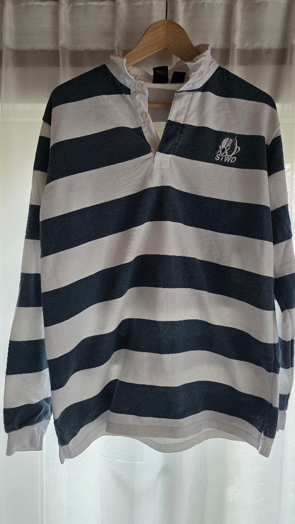 Donkerblauw wit gestreept rugby sweater pull&bear maat M, Kleding | Heren, Truien en Vesten, Nieuw, Ophalen of Verzenden, Pull&Bear