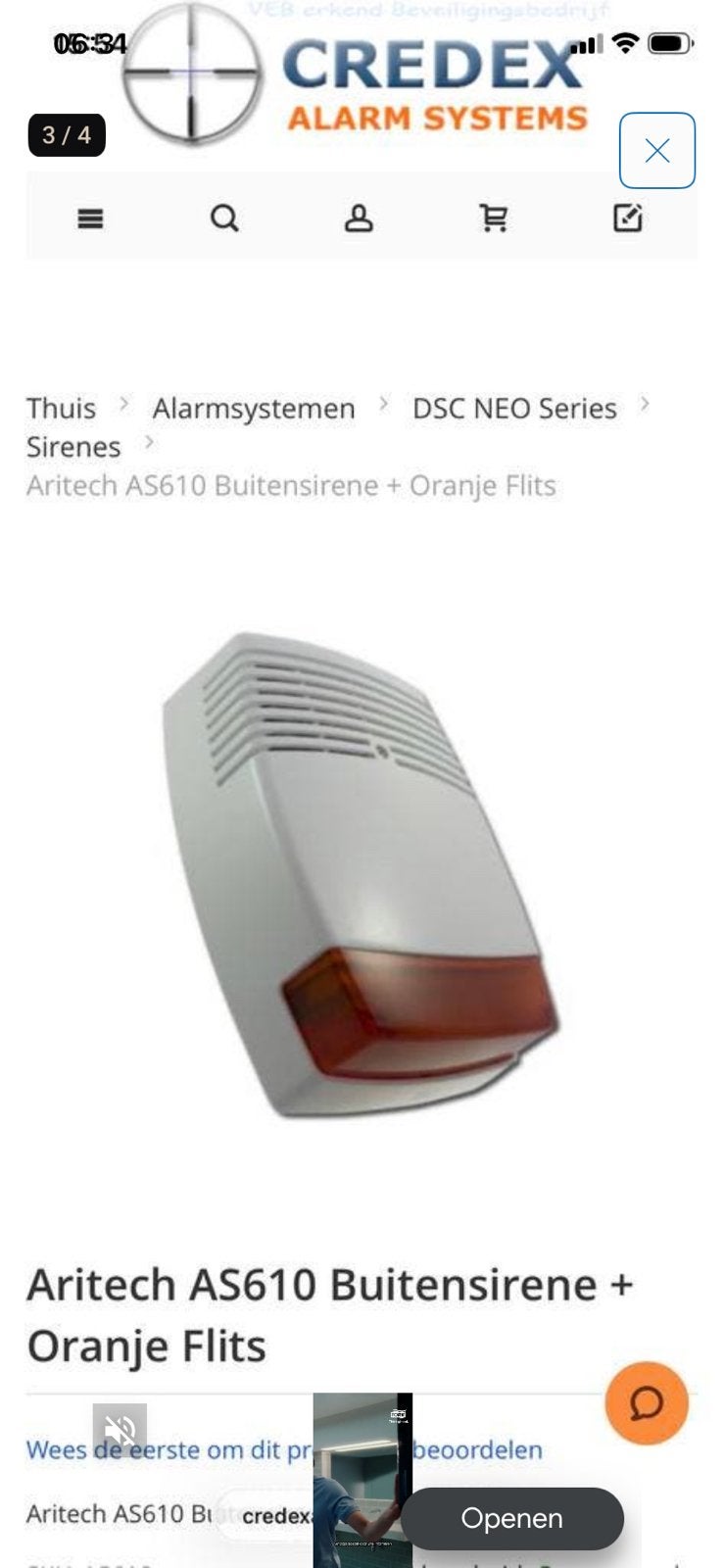 Aritech AS610 Buitensirene + Oranje Flits, Ophalen of Verzenden, Nieuw, Sirene, Overige soorten