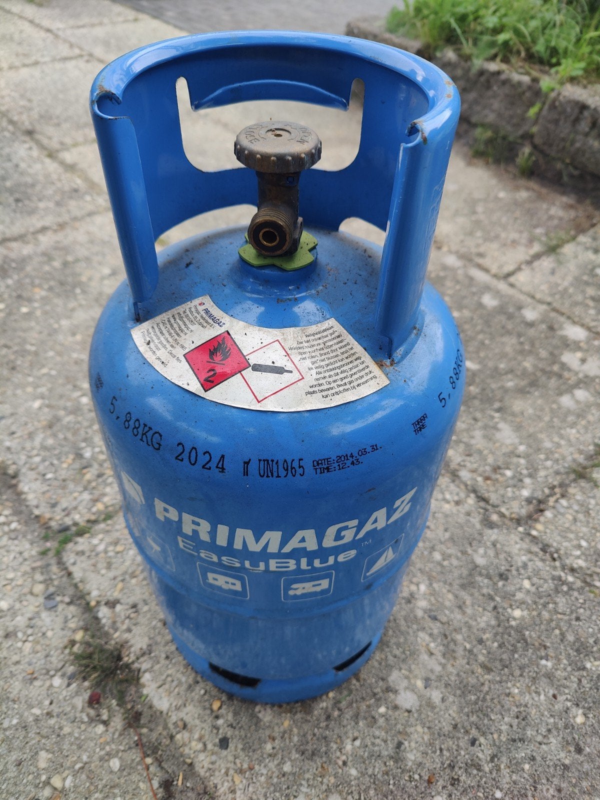 gasfles primagaz easyblue, Caravans en Kamperen, Kampeeraccessoires, Ophalen, Gebruikt