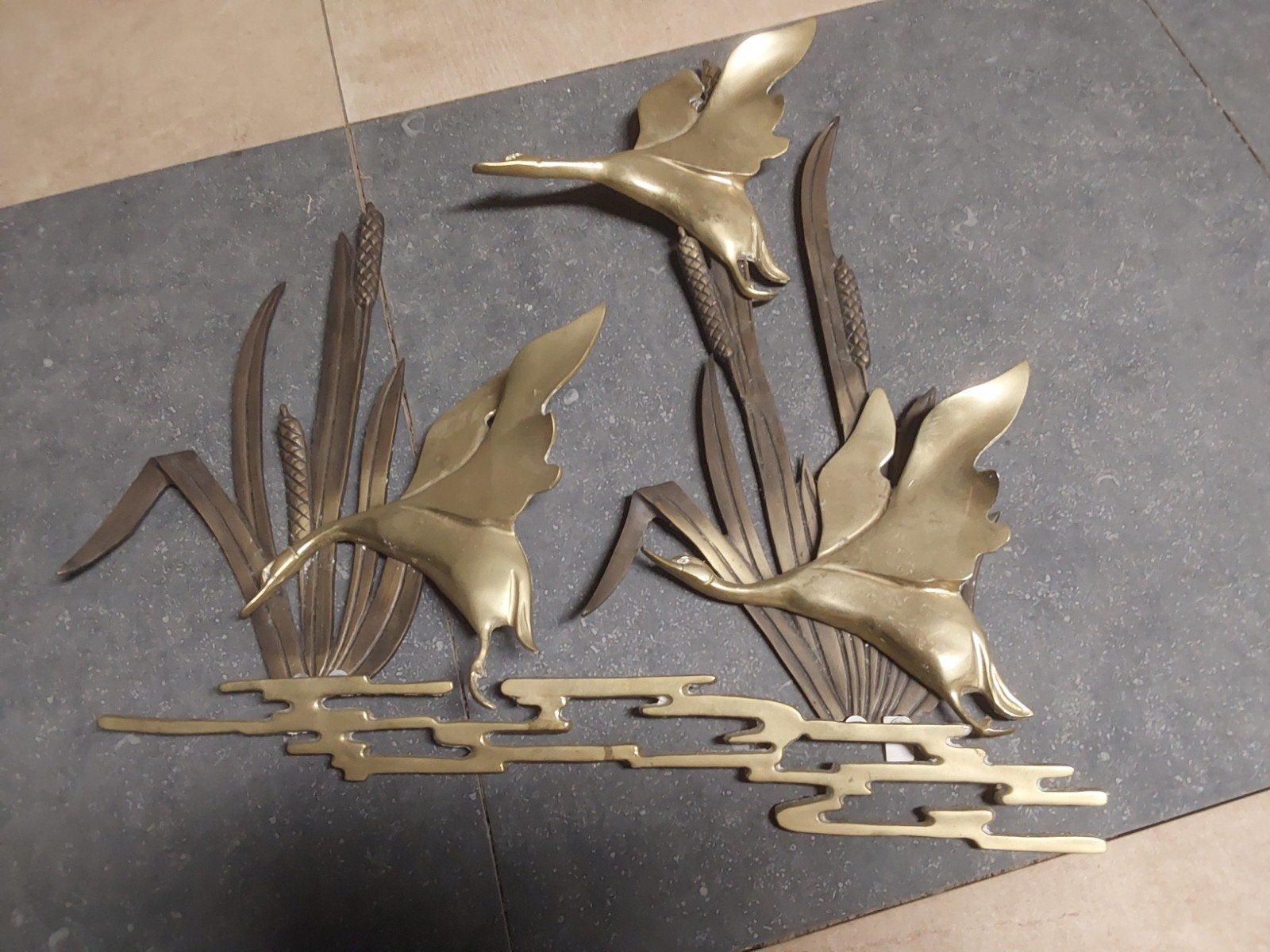WANDPANEEL MESSING BIRDS OF PARADISE STJL CURTIS JERE MAISON, Antiek en Kunst, Ophalen of Verzenden