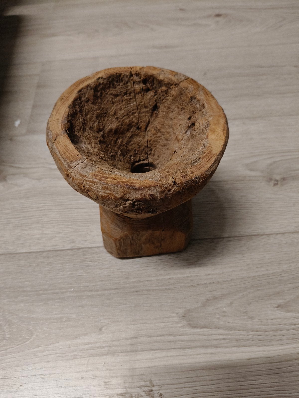 Antieke houten vijzel - Uniek decoratiestuk, Ophalen of Verzenden
