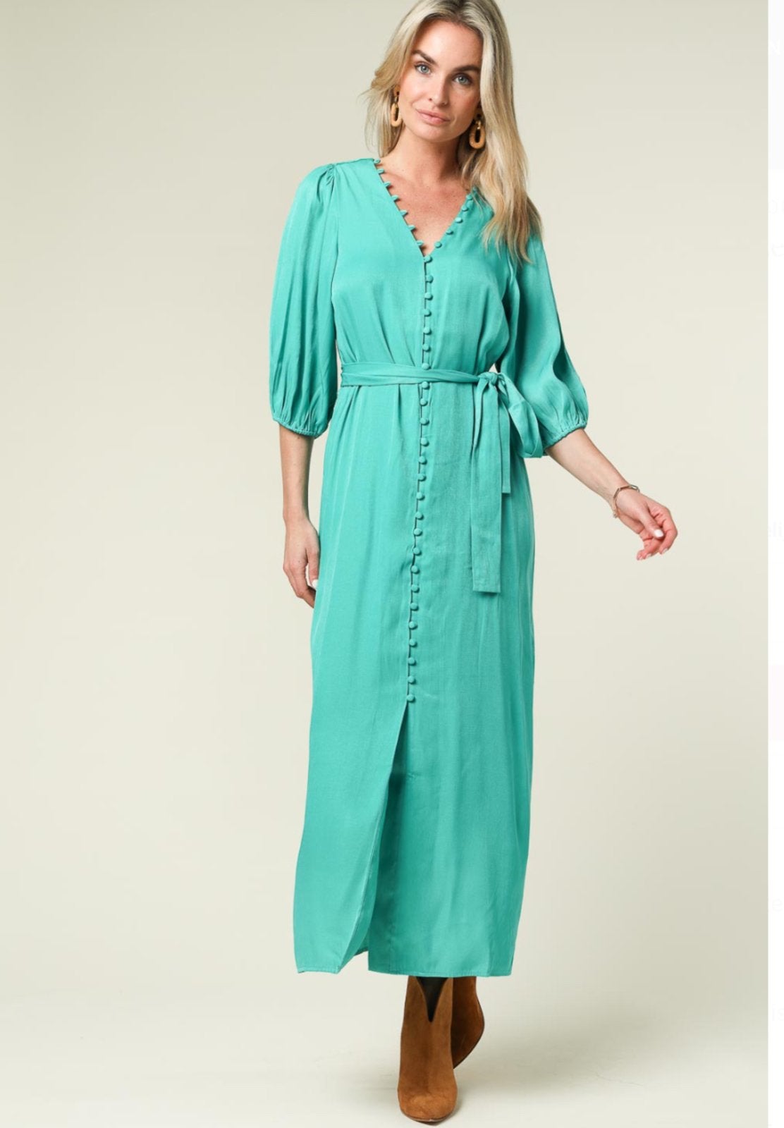 Freebird M, Kleding | Dames, Jurken, Zo goed als nieuw, Maat 38/40 (M), Groen, Onder de knie, Verzenden
