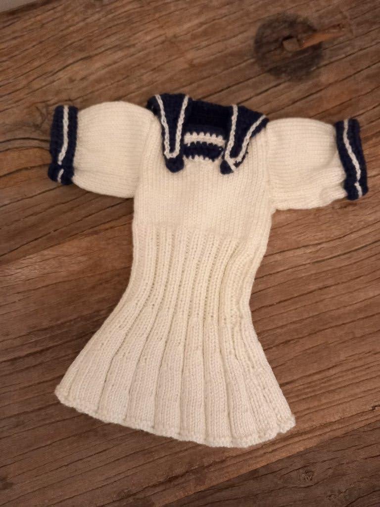 Vintage klein poppen matrozen jurkje jaren 50., Ophalen, Zo goed als nieuw, Kleertjes