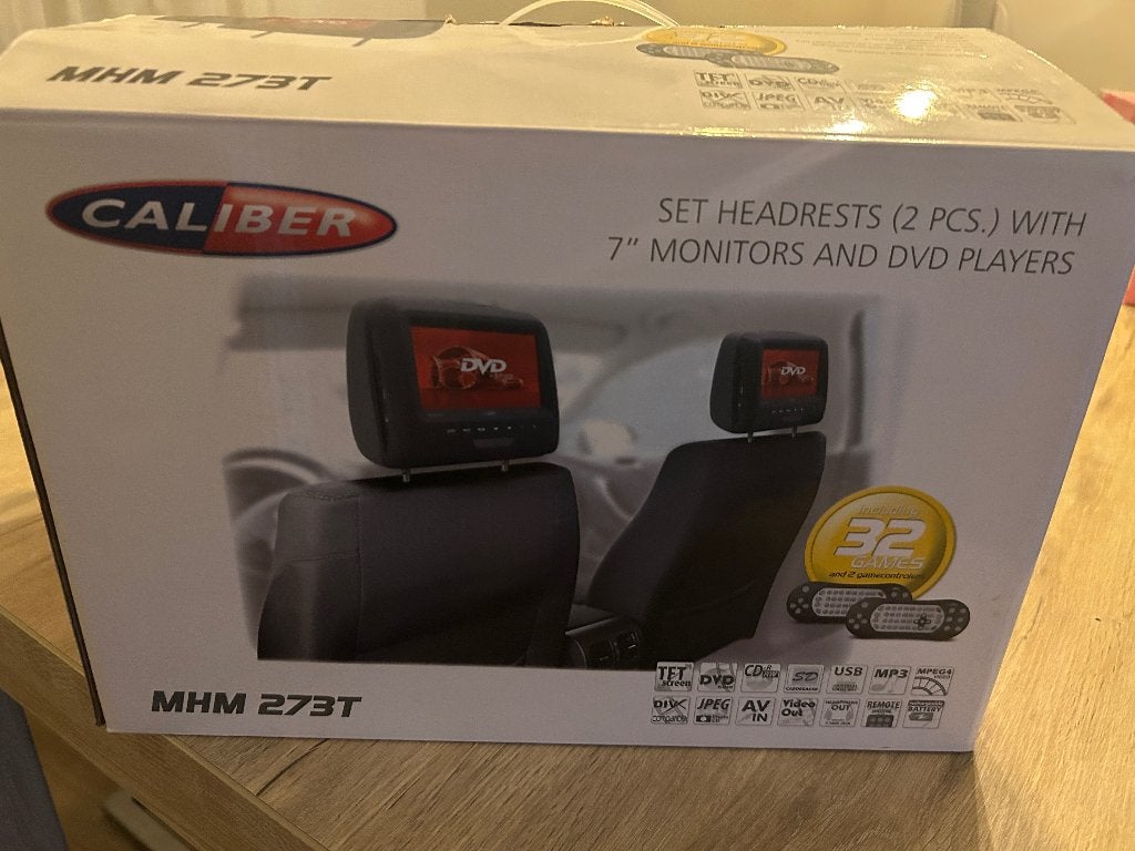 Caliber Auto Hoofdsteun Schermen (2x) MHM273T USB+DVD+SD, Ophalen of Verzenden, Zo goed als nieuw