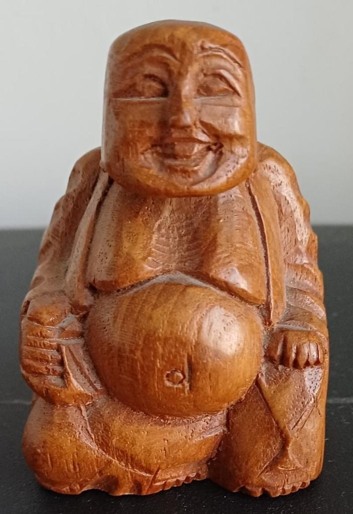 Houten boeddha beeldje, Ophalen of Verzenden, Gebruikt, Hout, Houtsnijwerk