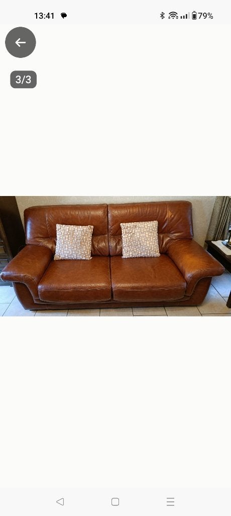 Buffel lederen salon, Huis en Inrichting, Gebruikt, Overige maten, 150 tot 200 cm, Rechte bank