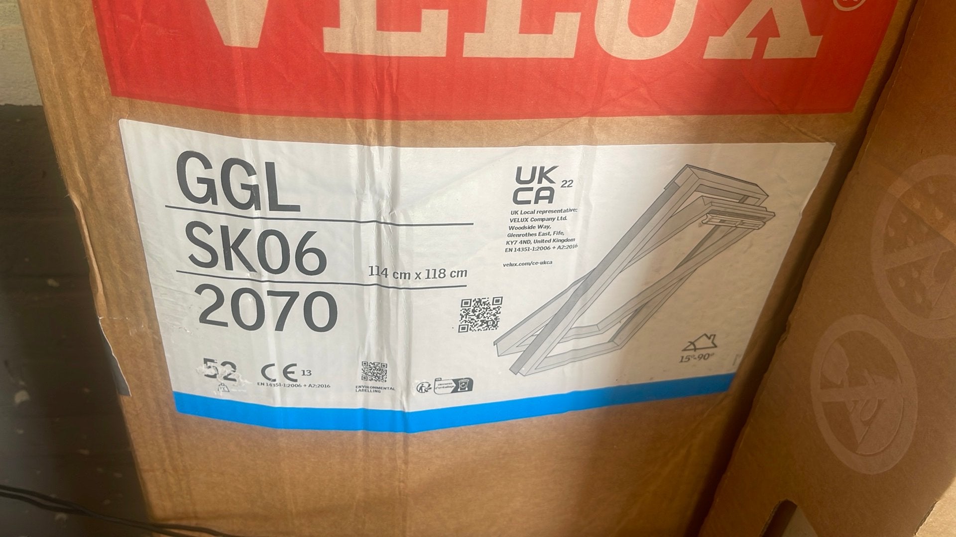 Velux dakraam 114x118cm, Doe-het-zelf en Verbouw, Glas en Ramen, Ophalen, Minder dan 80 cm, 80 tot 120 cm, Zo goed als nieuw