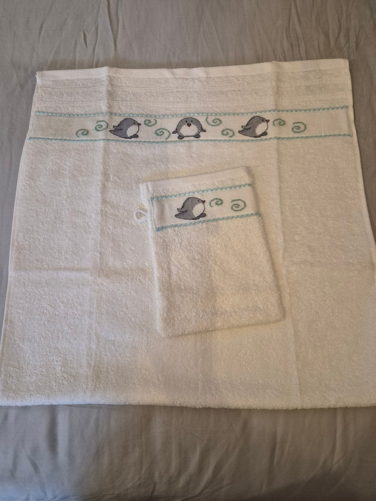 Geborduurde handoek met washandje, Ophalen of Verzenden, Nieuw, Jongetje of Meisje, Zwem-accessoire