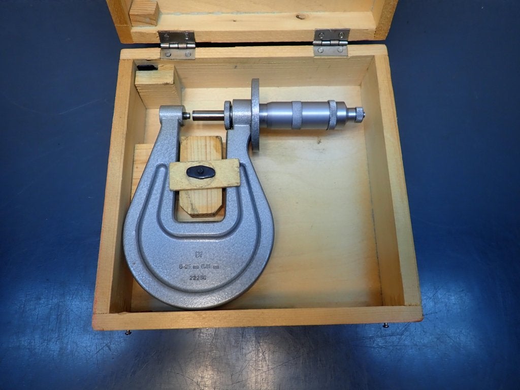 Buiten micrometer met grote aflezing , schroefmaat 0-25mm, Niet ingevuld, Gebruikt, Afstand, Niet ingevuld