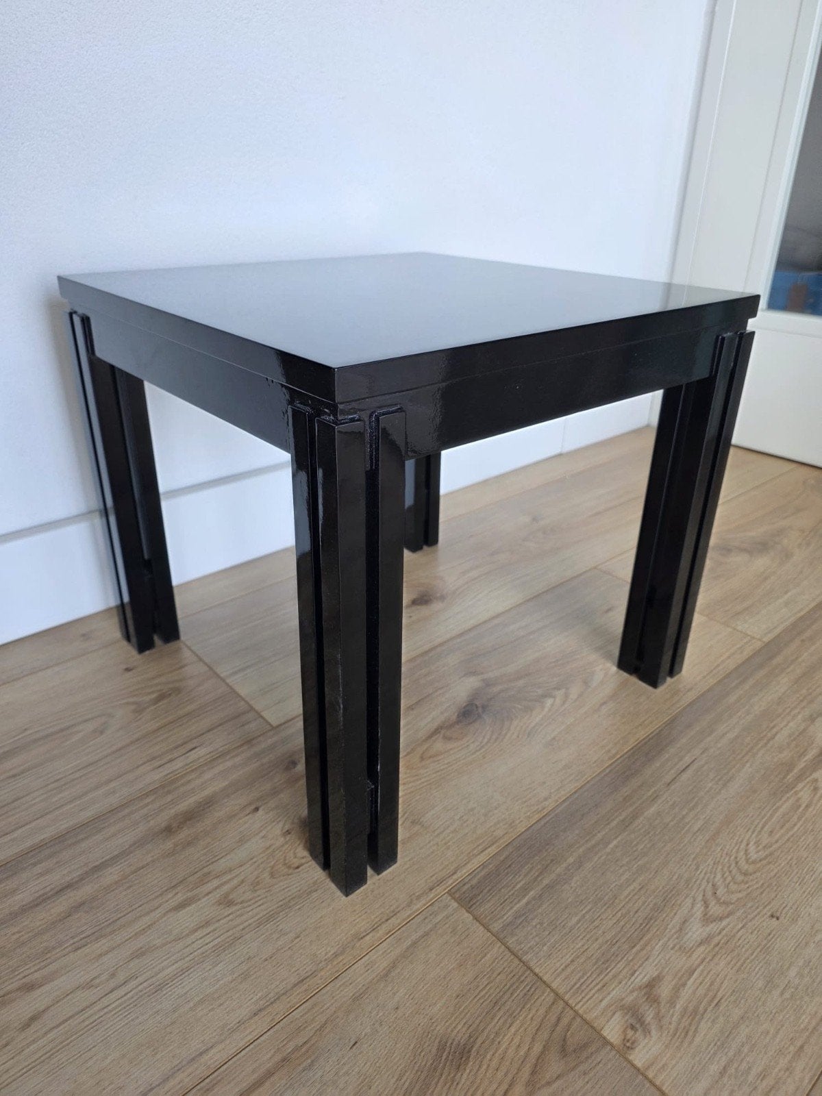 Hoogglans Zwart Design Salontafel 45x45 cm, Huis en Inrichting, Tafels | Salontafels, Overige materialen, Gebruikt, Vierkant, Minder dan 50 cm