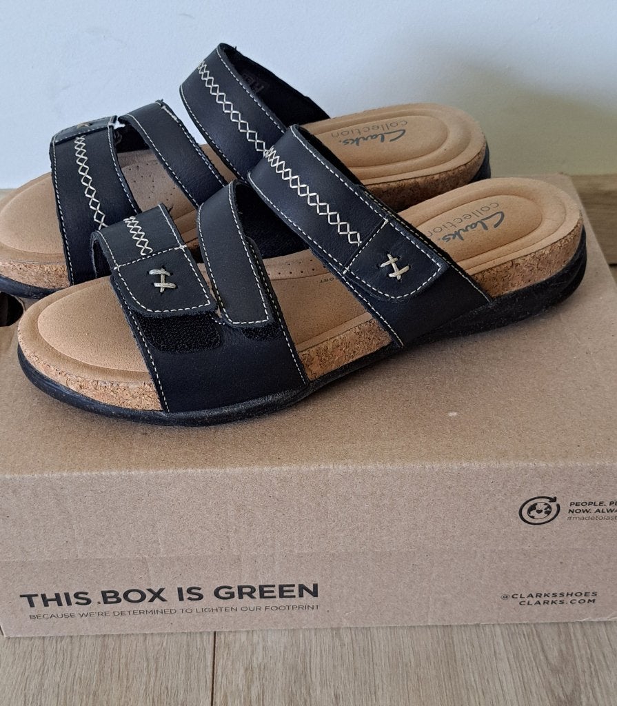 Nieuwe leren Clarks sandalen maat 40 6,5 D, Zwart, Nieuw, Clarks, Sandalen of Muiltjes
