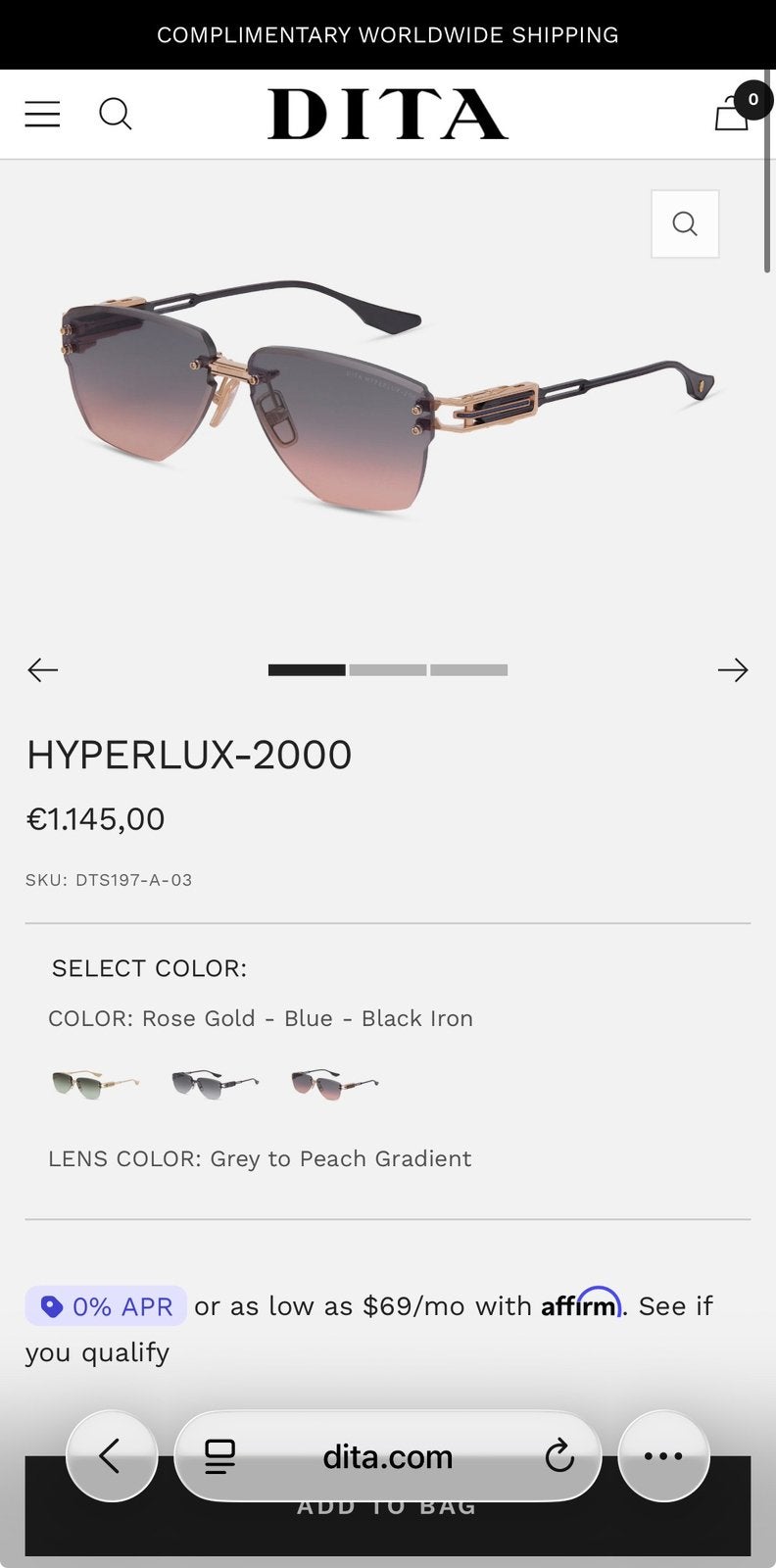 Dita hyperlux-2000 zonnebril, Ophalen of Verzenden, Nieuw, Zwart, Overige merken