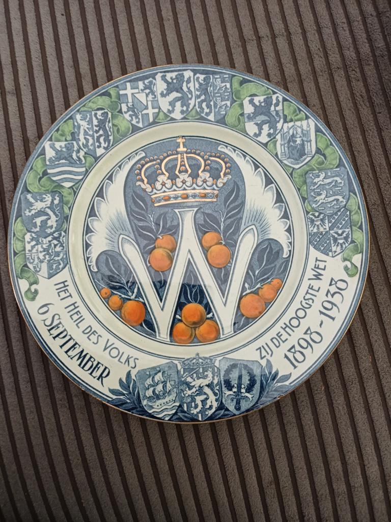 Herdenkingsbord 1938 Koningin Wilhelmina, Ophalen of Verzenden