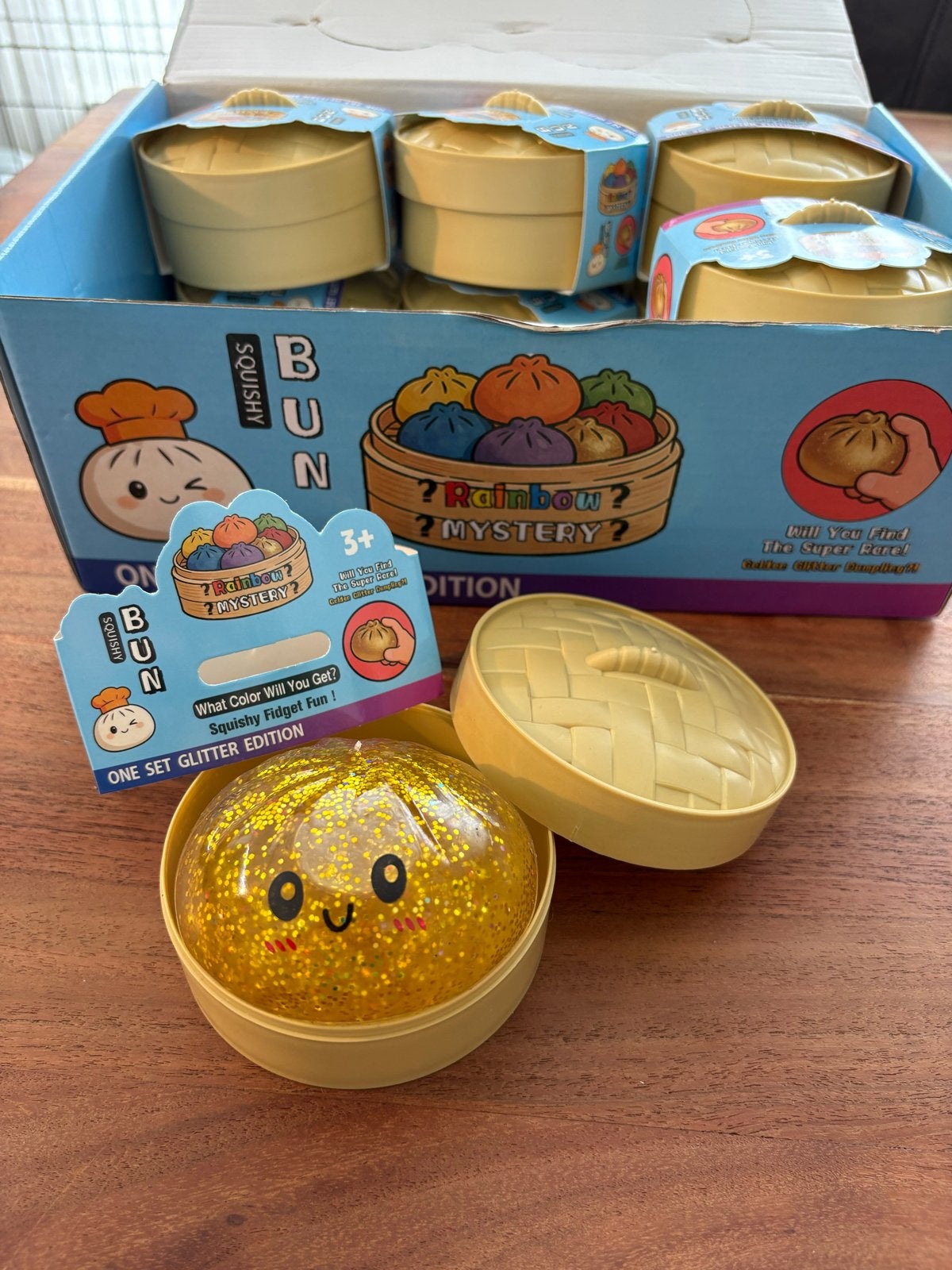 Squishy Bun Glitter Goud Fidget Speelgoed, Ophalen of Verzenden, Nieuw, Jongen of Meisje