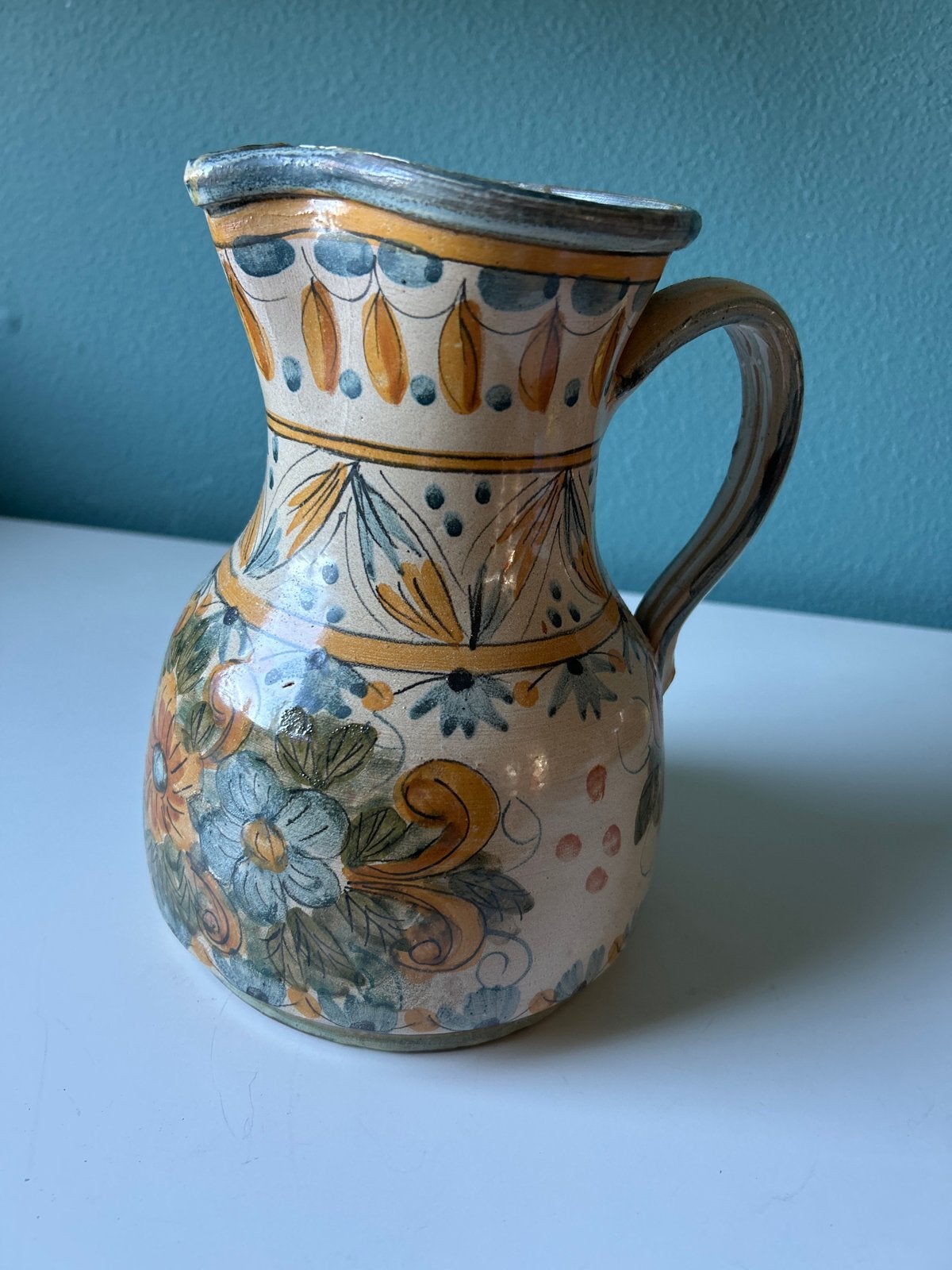 Vintage Potugese, handgeschilderde keramische kan, Spanje, Antiek en Kunst, Antiek | Keramiek en Aardewerk, Ophalen