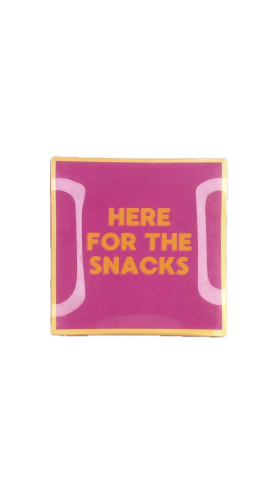 Glazen bordje 'Here for the Snacks', Ophalen of Verzenden, Zo goed als nieuw, Glas, Bord(en)
