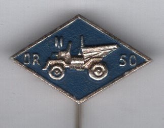 Dutra dumper blauw op zilverkleurig speldje ( E_100), Verzenden, Zo goed als nieuw, Transport, Speldje of Pin