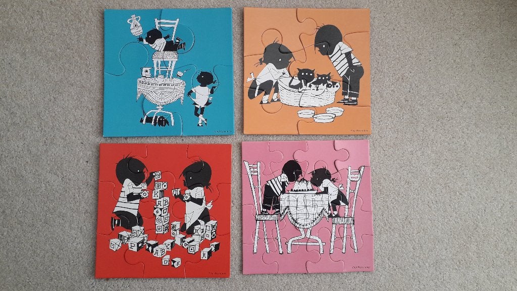 Jip en Janneke 4 puzzeltjes in 1 doos (4,6,9 en 16 stukjes), Ophalen of Verzenden, 10 tot 50 stukjes, Zo goed als nieuw, 2 tot 4 jaar