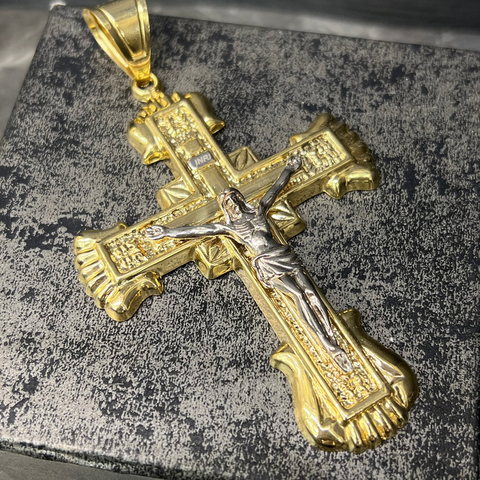 14k gouden kruis hanger groot model nieuw, Ophalen of Verzenden, Nieuw, Goud, Kruis of Symbool