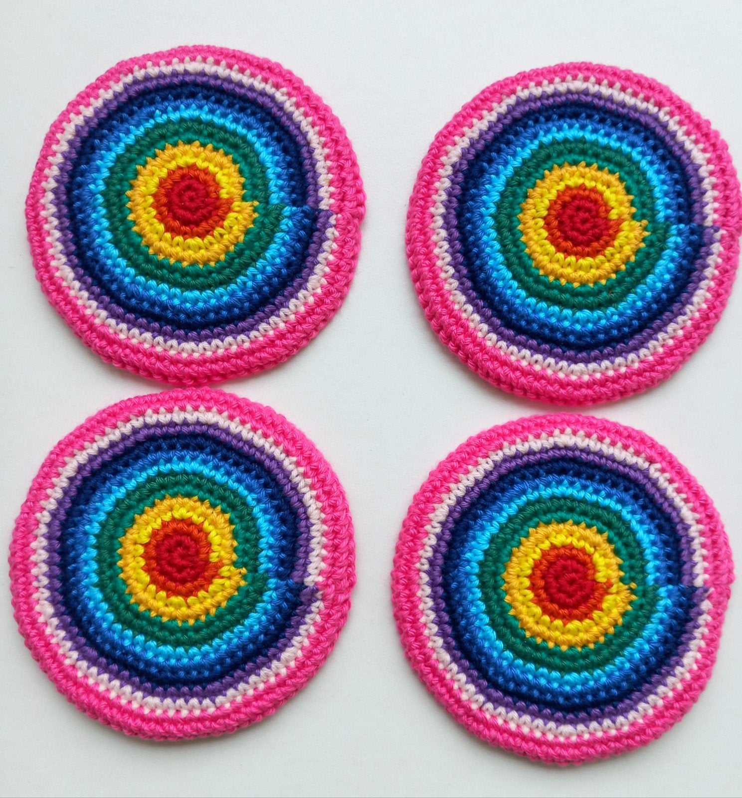 Gondas Creaties Regenboog onderzetter rood naar roze -) kat, Handgemaakt, Glasonderzetter, Nieuw, Ophalen of Verzenden