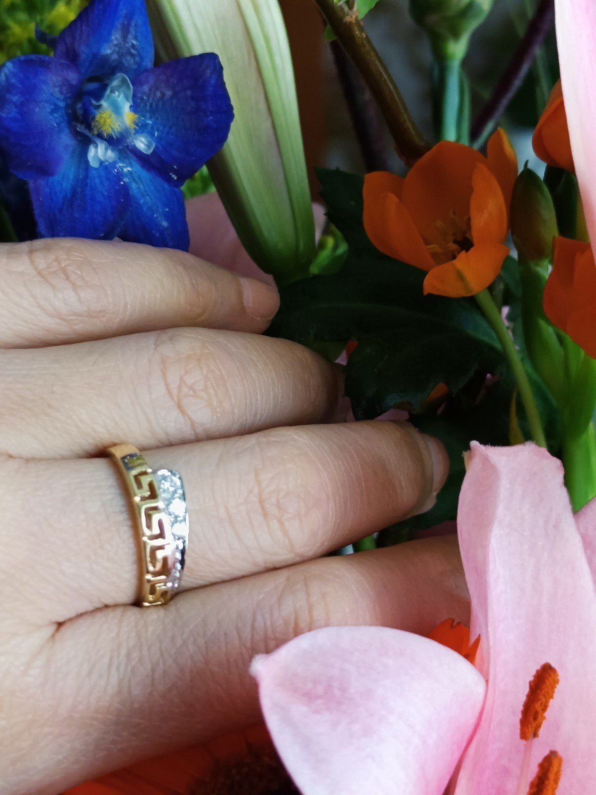 Gouden ring 14 karaat (585), Nieuw, Ophalen of Verzenden, 17 tot 18, Met edelsteen