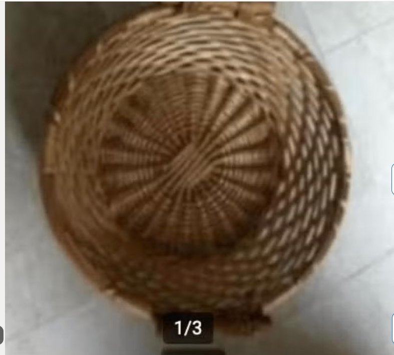 Design rieten mand blank hout Br 48 H 23cm, Mand, Rond, Ophalen of Verzenden, Zo goed als nieuw