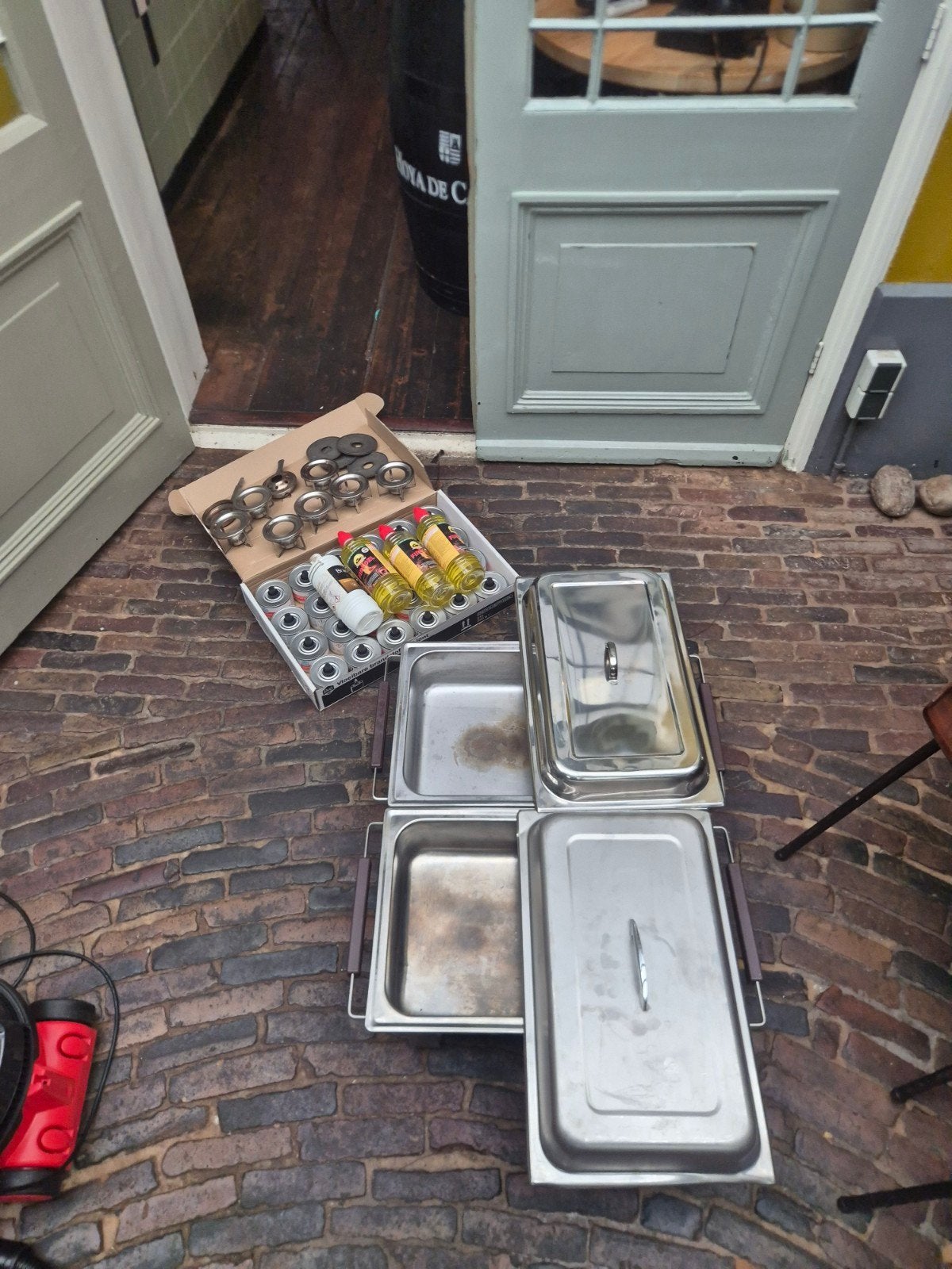 Chafing Dish Set met Brandpasta en Branders, Ophalen, Gebruikt