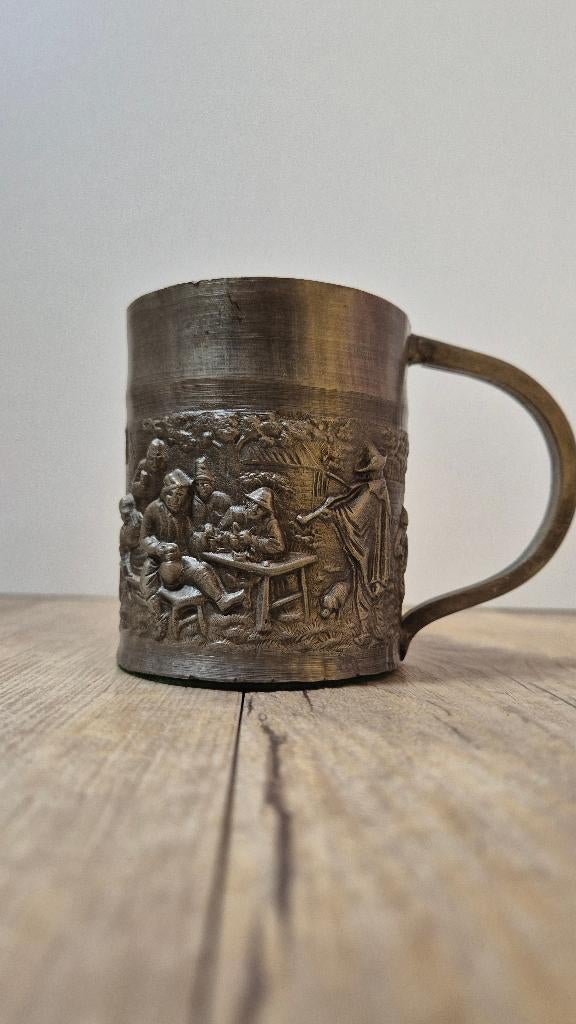 Tinnen beker, Antiek en Kunst, Antiek | Tin, Ophalen of Verzenden