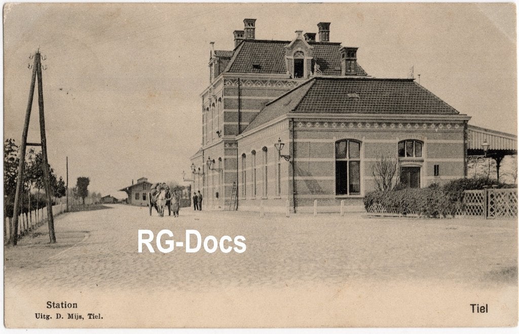 Ansichtkaart - Briefkaart Trein Station Tiel 1908, Ophalen of Verzenden, Voor 1920, Gelopen, Gelderland
