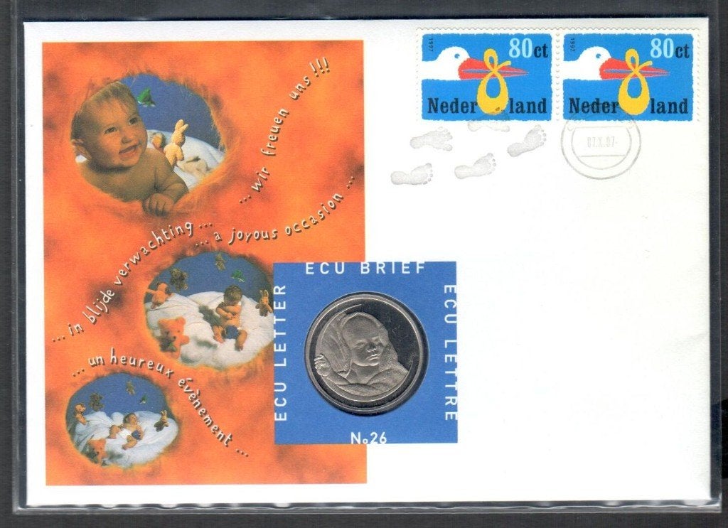 Penning - Ecu Brief 26 - GEBOORTE 1997., Ophalen of Verzenden, Overige materialen, Nederland